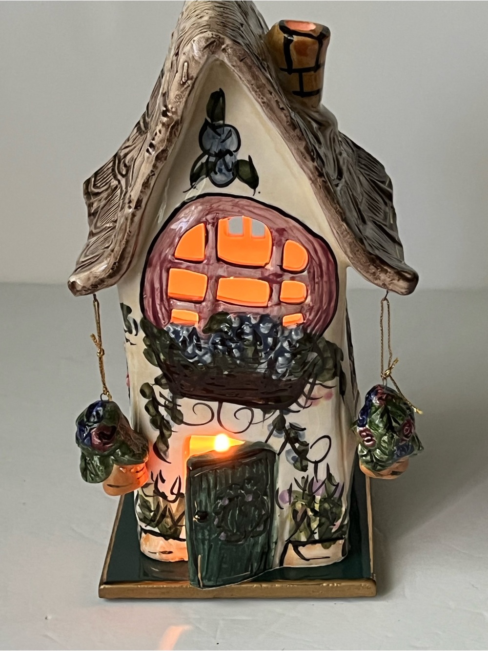 Blue Sky Clayworks Ceramic Tealight Cottage by Heather Goldminc.